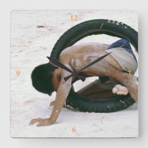Well Tyred. Square Wall Clock
