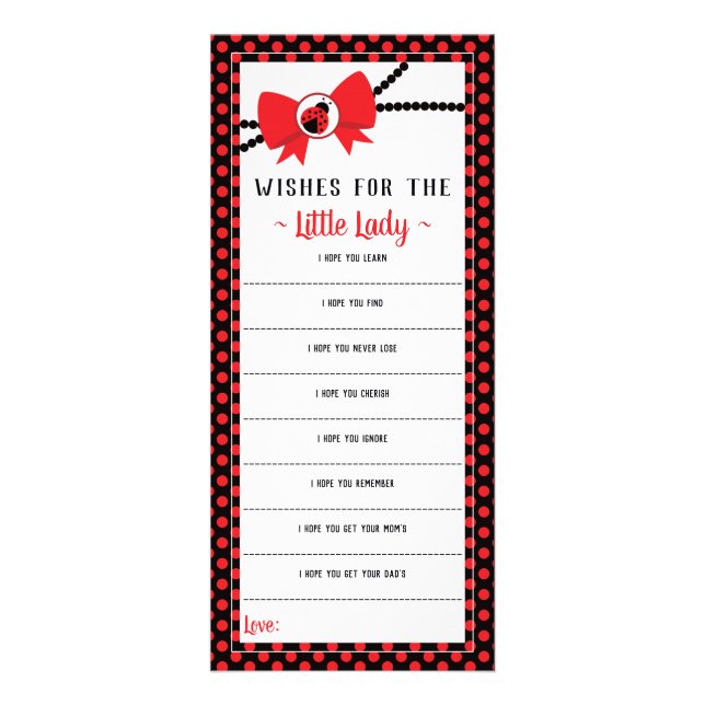 Well Wishes Card, Baby Shower, Little Ladybug Rack Card (Front)