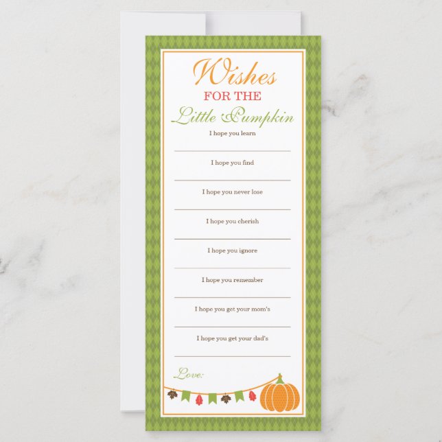 Well Wishes Card, Baby Shower, Little Pumpkin (Front)