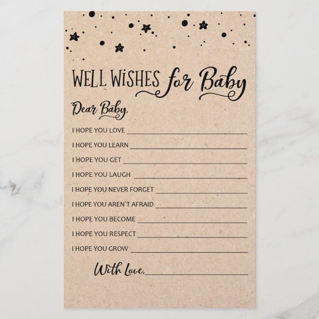 Well Wishes for Baby Game Baby Shower Party game (Front)