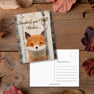 Well Wishes Whimsical Fall Forest Fox Postcard