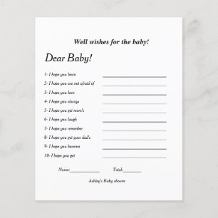 Well wishesfor the baby Baby shower game