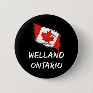 Welland Ontario Canada Splatter Flag Trip Vacation 6 Cm Round Badge