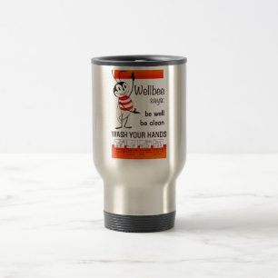 Wellbee CDC WASH YOUR HANDS Advertisement Poster Travel Mug