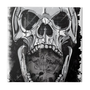 Wellcoda Angry Skull Reaper Skeleton Bone Tile