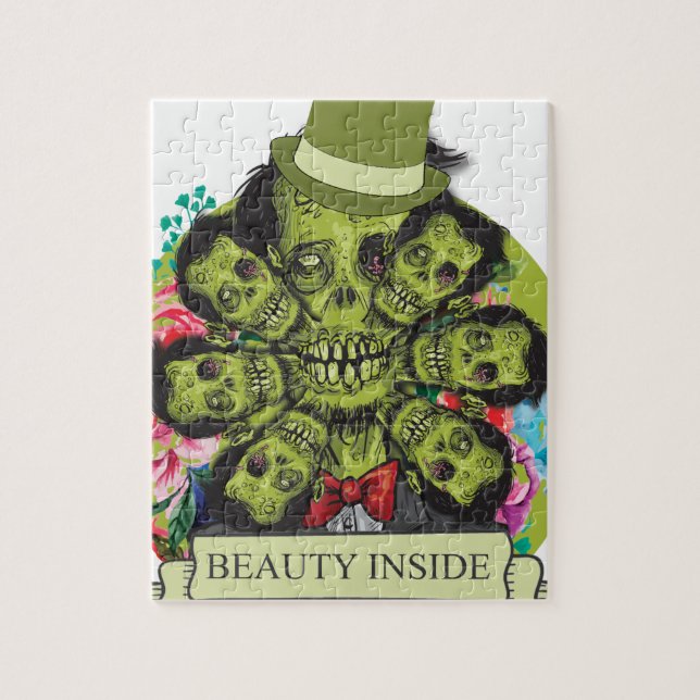 Wellcoda Beauty Inside Zombie Beast Head Jigsaw Puzzle (Vertical)