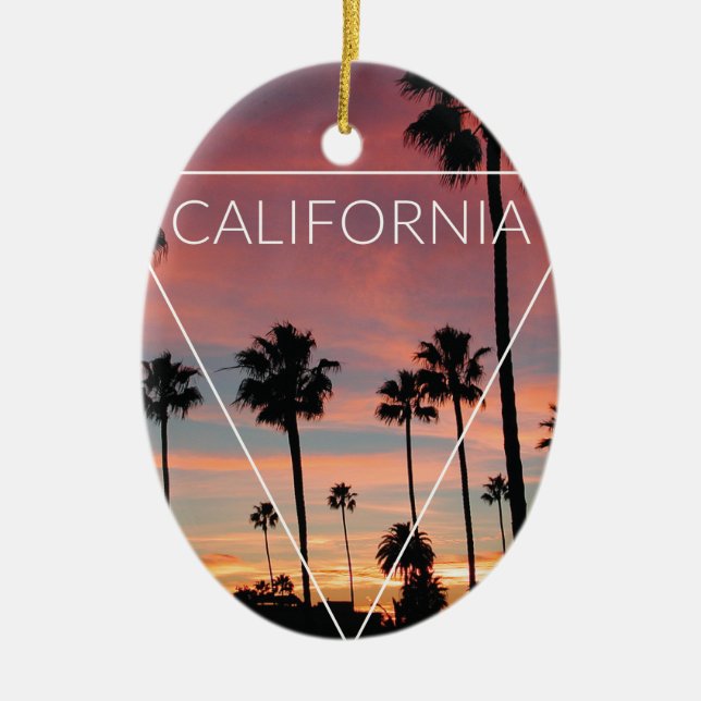 Wellcoda California Palm Beach Sun Spring Ceramic Tree Decoration (Front)