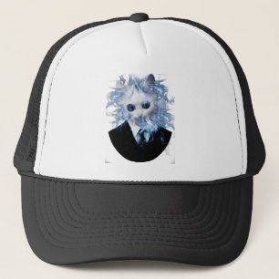 Wellcoda Cat Suit Smoke Weird Animal Pet Trucker Hat