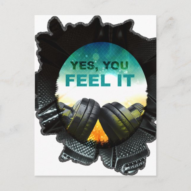 Wellcoda Feel Music Headphone Tune DJ Postcard (Front)