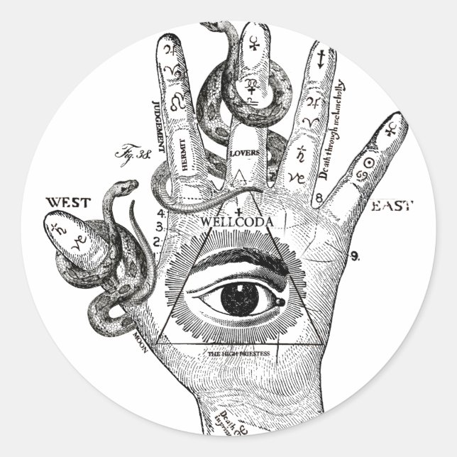 Wellcoda Illuminati Compass Snake Hand Classic Round Sticker (Front)