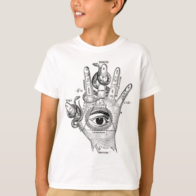 Wellcoda Illuminati Compass Snake Hand T-Shirt (Front)