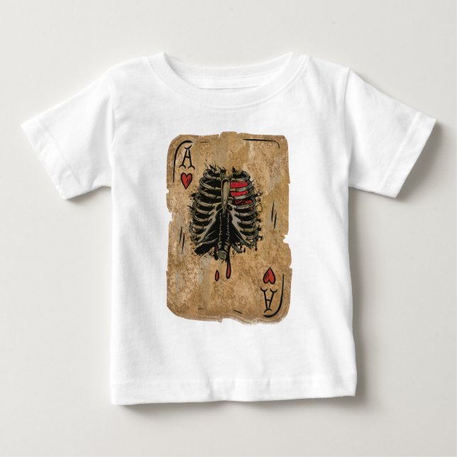 Wellcoda Skeleton Ace Hearts Ribcage Card Baby T-Shirt (Front)