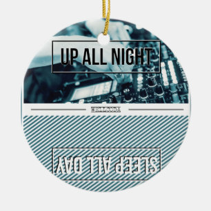 Wellcoda Up All Night DJ Mixer Sleep Day Ceramic Tree Decoration
