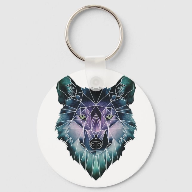 Wellcoda Wild Wolf Face Pack Animal Life Key Ring (Front)