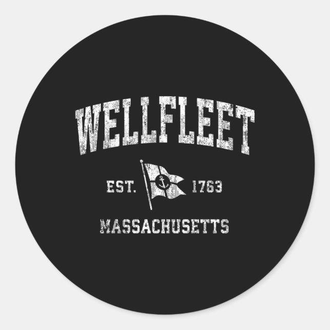 Wellfleet Ma Nautical Boat Anchor Flag Sports Classic Round Sticker (Front)