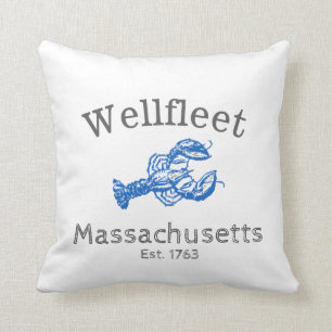 Wellfleet Massachusetts Blue Lobster Cushion