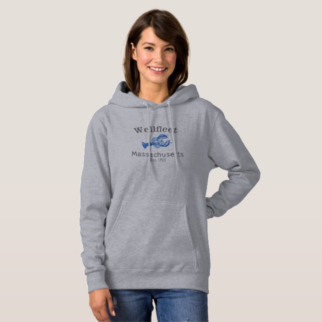 Wellfleet Massachusetts Blue Lobster, hoodie (Front Full)