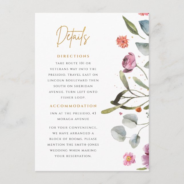 Wellington Boot Floral Details Enclosure Card (Front)