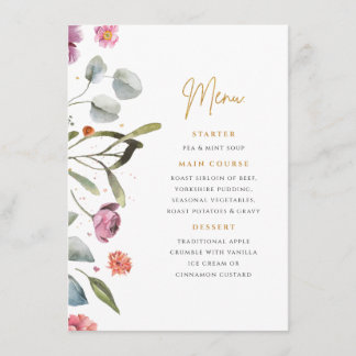 Wellington Boot Floral Menu Enclosure Card