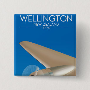 Wellington New Zealand Air poster 15 Cm Square Badge