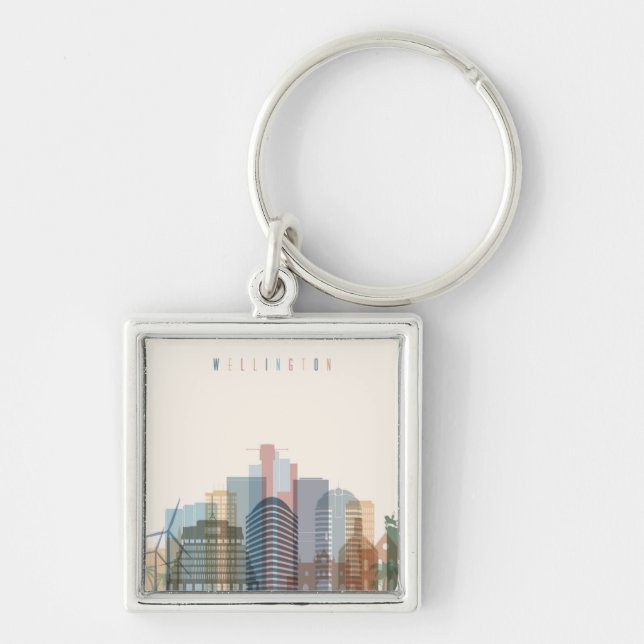 Wellington, New Zealand | City Skyline Key Ring (Front)