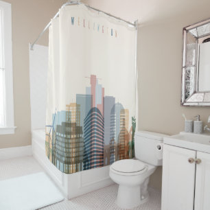 Wellington, New Zealand City Skyline Shower Curtain