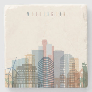 Wellington, New Zealand City Skyline Stone Coaster
