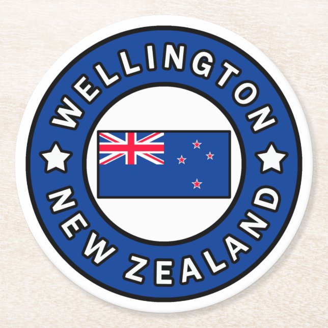 Wellington New Zealand Round Paper Coaster (Front)