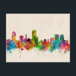 Wellington New Zealand Skyline Postcard<br><div class="desc">Watercolor art print of the skyline of Wellington,  New Zealand</div>