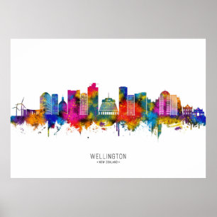 Wellington New Zealand Skyline Poster