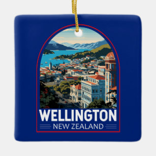 Wellington New Zealand Travel Art Vintage Ceramic Ornament