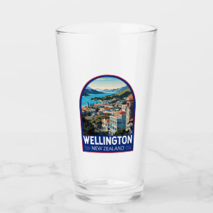Wellington New Zealand Travel Art Vintage Glass
