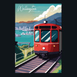 Wellington New Zealand vintage travel illustration Poster<br><div class="desc">Wellington New Zealand vintage travel place illustration</div>