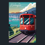 Wellington New Zealand vintage travel illustration Poster<br><div class="desc">Wellington New Zealand vintage travel place illustration</div>