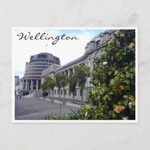 wellington parliament tree postcard