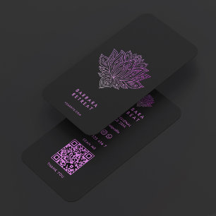 Wellness Coach Black Purple Lotus Therapist Business Card