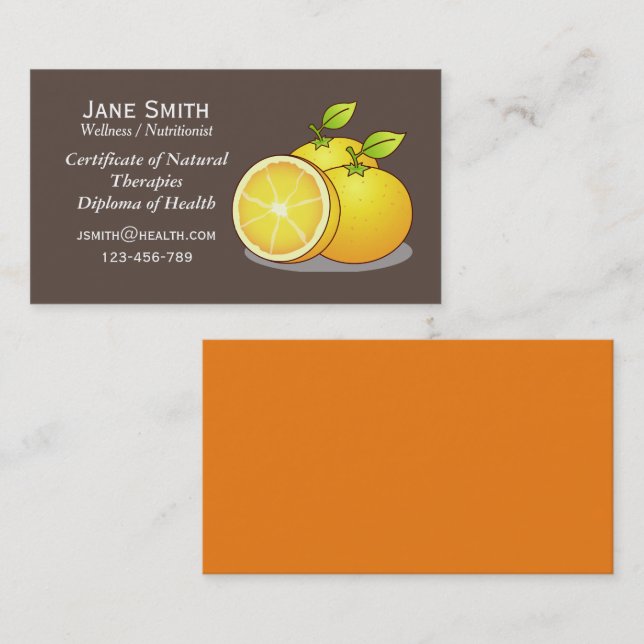 Wellness coach fruit Nutritionist freelance health Business Card (Front/Back)