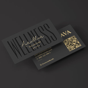 Wellness Coach Personal Trainer Black Minimal Business Card