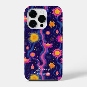 Wellness Cosmic Floral with Vibrant Pinks & Yellow iPhone 14 Pro Case