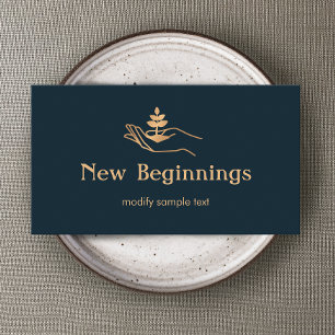 Wellness Counsellor Hand Holding Leaf Plant Business Card