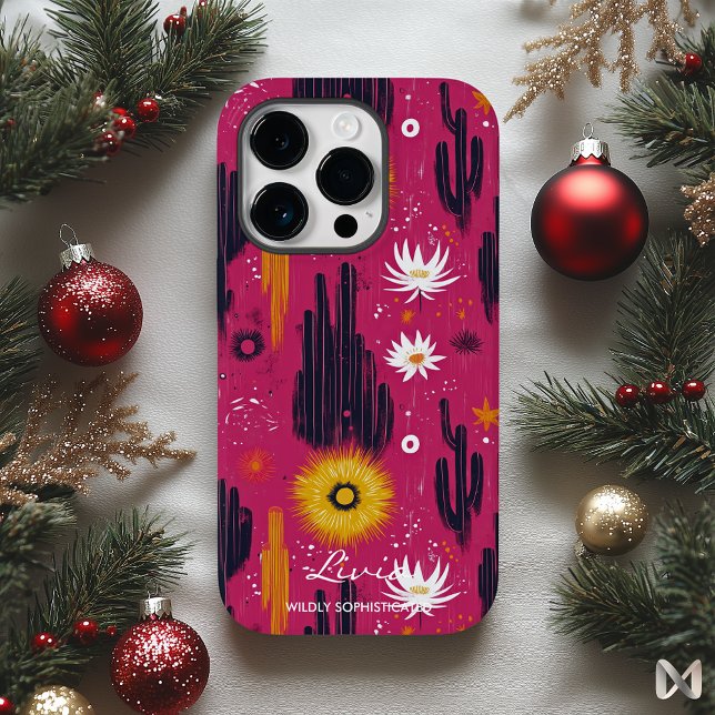 Wellness Desert Blooms with Bold Magenta & Cacti Case-Mate iPhone Case (Creator Uploaded)