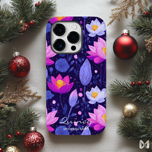Wellness Elegant Lotus Blooms in Radiant Purples Case-Mate iPhone 14 Pro Case