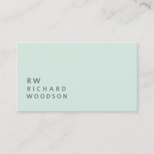 Wellness Pale Mint Minted Name Initials Simple Business Card