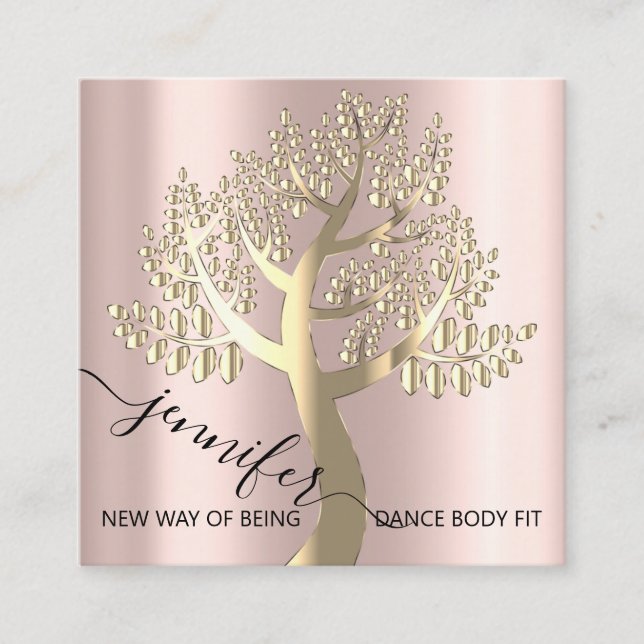 Wellness SPA Couch QRCODE Rose Tree Of Live Square Business Card (Front)