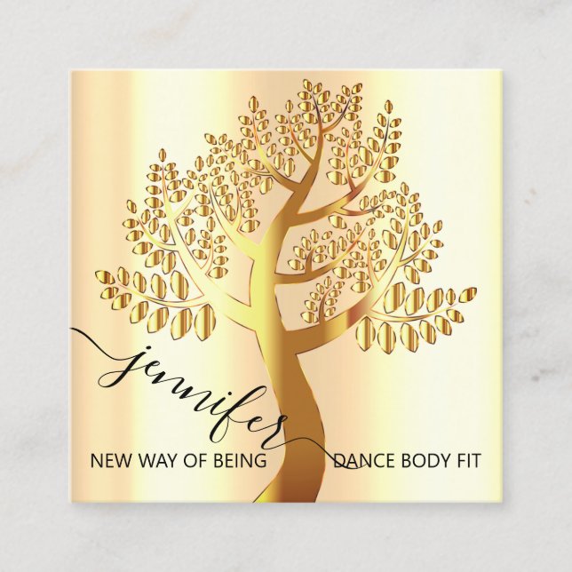 Wellness SPA Couch Tree Of Live Gold QR  Code Square Business Card (Front)