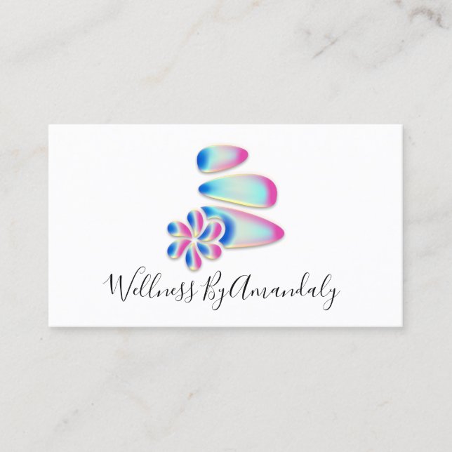 Wellness Spa Massage Therapy Reflexology Holograph Business Card (Front)