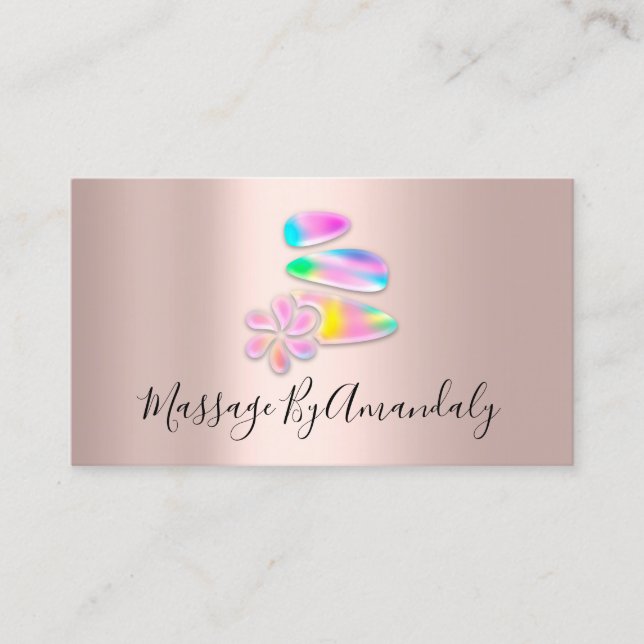 Wellness Spa Massage Therapy Reflexology Rose Pink Business Card (Front)