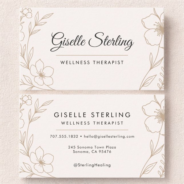 Wellness Therapist Botanical Floral  Business Card (Creator Uploaded)