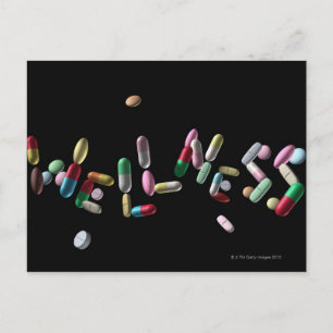 'WELLNESS' written with pills Postcard