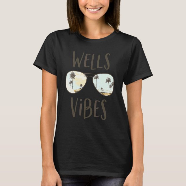 Wells Beach Vibes Maine Ocean Sunset Sunglasses T-Shirt (Front)